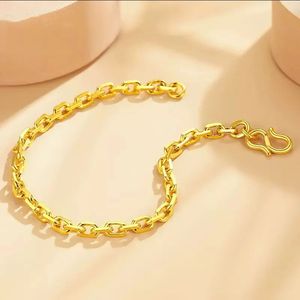 Xinfly Gifts Luxury Custom Brand Jewelry Paperclip <b>Men</b> and Women Pure 24K Genuine Yellow 999 Real Gold Bracelet - Product Image 5