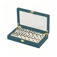 Ensemble de dominos double six en cuir PU personnalisé, boîte à dominos personnalisée avec tuiles pour cadeaux en gros