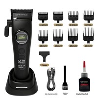 Alat Cukur Rambut Elektrik Profesional OEM 5-Kecepatan Motor Brushless Rotor Eksternal Pisau Keramik DLC Set Gunting Barber USB Type-C