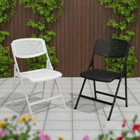 Ensemble de meubles de jardin modernes en HDPE/plastique pour l'extérieur, chaises de patio imperméables, table basse, table à manger pliable, confortable et portable