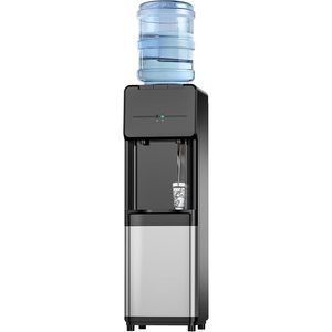 Distributeur d'eau Euhomy à chargement par le haut, pour bouteilles de 3 ou 5 gallons, eau chaude et froide, sur pied, argent/noir, plastique et acier inoxydable - Product Image 1