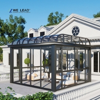 Weleadalu Serre de jardin moderne de luxe professionnelle en verre, avec cadre en aluminium thermolaqué rétractable, vitrage trempé et LED personnalisées