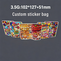 Pochette personnalisée imprimée en gravure pour autocollants, sac Mylar 3,5g avec fermeture éclair CR, emballage alimentaire étanche à l'humidité et anti-fuite pour snacks, vente au détail