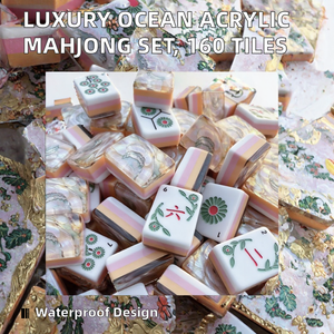 Juego de Mahjong Americano de Acrílico con Temática Oceánica, 160 Fichas, Juego de Mesa Portátil, Reunión Familiar de Lujo - Product Image 2