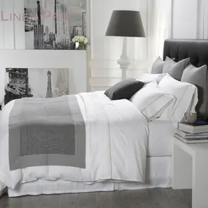 Parure de lit de luxe pour hôtel à Dubaï, taille king, tissu en polycoton, draps, housse de couette - Product Image 1