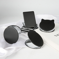 Vente en gros Miroir de maquillage mignon fait à la main personnalisé Miroir de marque privée Mini miroirs PU pliants double face avec logo personnalisé