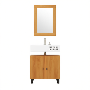 Bathroom Furniture Set Solid Mango Wood 48 In With <b>Mirror</b> Contemporary Modern Design Floor Standing Vanities - Product Image 1