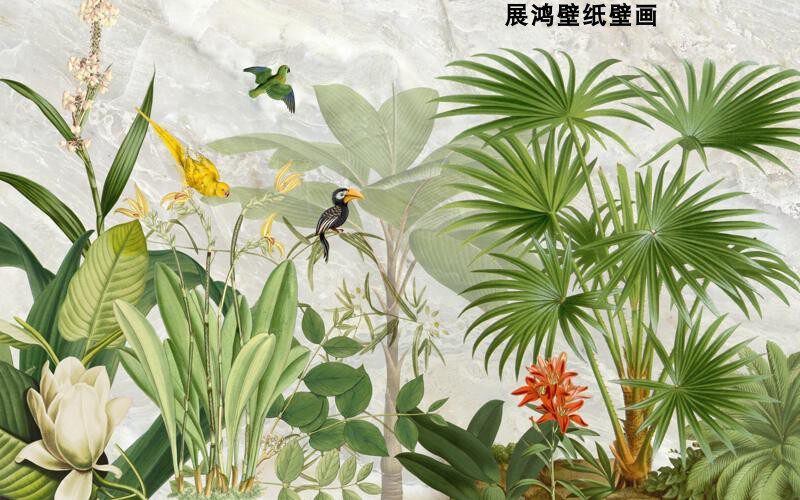 Papel tapiz de plantas del sudeste asiático.