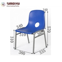 Chaise de salle à manger scolaire ergonomique empilable sans accoudoirs Flyfashion en plastique moderne avec patins à billes métalliques, trous de ventilation et cadre thermolaqué