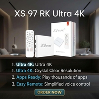 NOUVEAU Boîtier TV Android 14 XS97 RK Quad Core 4K Ultra HD Lecteur Multimédia WiFi 6 BT Commande Vocale Boîtier TV en Streaming