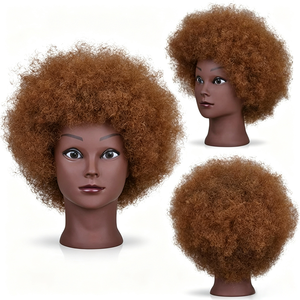 Tête de mannequin <span class=keywords><strong>afro</strong></span> premium pour peaux foncées avec base, idéale pour l'affichage en salon de coiffure et la présentation visuelle en magasin de perruques - Product Image 1