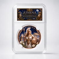 Pièce de monnaie en cuivre pur 999 de 1 oz, série mythologie grecque, colorée UV, boîte acrylique, édition collector 3D en relief coloré