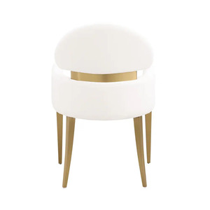 2 chaises modernes convertibles avec accoudoirs, en acier inoxydable finition or mat, en tissu, pour salle à manger, bureau à domicile et hôtel, couleur blanche - Product Image 2