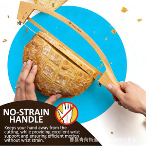 Wooden <b>Bread</b> Slicer Stainless Steel Blade 8-9.9 In Multi Purpose Kitchen <b>Knife</b> For Baguette Sandwich Cutting - Product Image 5