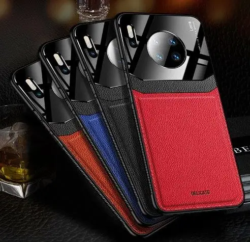 Casing Ponsel Kulit PU Pelindung Lensa Kamera untuk Huawei Mate40 Pro