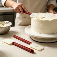 Spatula Silikon Tahan Panas, Pengikis Kue Anti Lengket, Spatula Krim dengan Gagang PP, Aman untuk Mesin Cuci Piring, Set Alat Panggang