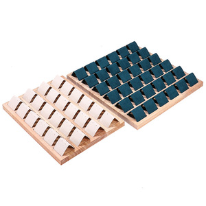 Bán Buôn Bất Bằng Gỗ Bông Tai Đồ Trang Sức Hiển Thị Bảng Nhung PU Da Khay Bên Trong Biểu Tượng Tùy Chỉnh Cổ Phiếu Bán Cửa Hàng Showcase - Product Image 5