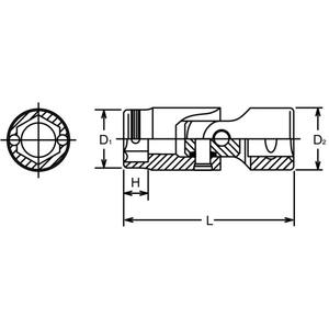 KOKEN - 2441M-11 1/4'' nut grip <b>universal</b> <b>socket</b> - EAN 4991644018871 HAND <b>SOCKETS</b> 1/4" - Product Image 2