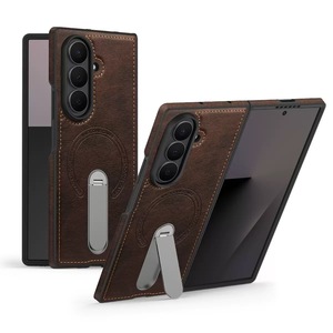 Support magnétique rotatif à 360 degrés charnière galvanisée en cuir PU étui de protection complet protecteur d'écran trempé pour <span class=keywords><strong>Zfold</strong></span> 7 6 - Product Image 1