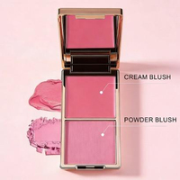 Palette de blush crème double teinte à marque privée, végane, sans cruauté, haute pigmentation, légère, longue tenue, avec miroir, vente en gros
