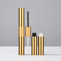Tubes de mascara et de brillant à lèvres en aluminium double face 2-en-1 personnalisables avec logo, tubes de brillant à lèvres mats transparents avec pinceau