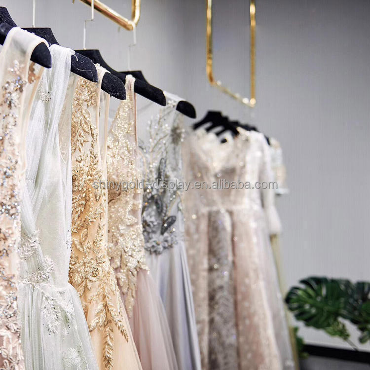 Stainless Steel Wedding Dress Racks Shiny Gold Boutique