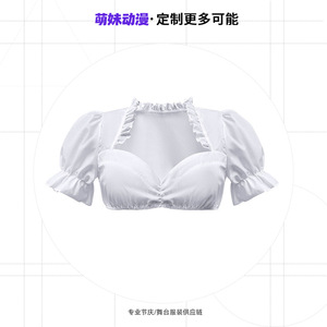 Blusa blanca Oktoberfest con manga acampanada para disfraz de baile étnico 8116 Fibra de poliéster Verano 2021 - Product Image 1