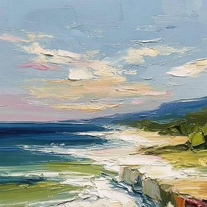 Coastal Embrace Textured Impasto Seascape Oil Painting Home Hotel House Decoration Interior for Wall Decor Decorative Arts - Product Image 3