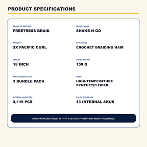 Freetress Braid 3X Pacific Curl 18 Pollici 150g Confezione da 3 Fasci di <span class=keywords><strong>Capelli</strong></span> Sintetici per Intrecciare a Uncinetto Resistenti alle Alte Temperature - Product Image 4