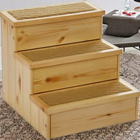 Moderne 3-Stufen Holz-Hundetreppe Komfortabler Rutschfester Teppich Abnehmbar Waschbar Tragbar Umweltfreundlich Ohne Montage Betten