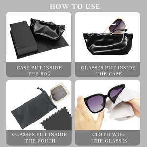 מארז משקפיים מקרטון יוקרתי משקפי שמש תיבת נייר שחור למשקפי מתנה אריזת עור רך למשקפי שמש - Product Image 3