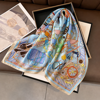 Op maat bedrukte 65*65cm dierenprint 100% Mulberry zijden 14 momme vierkante sjaal, op maat gemaakte zijden haarsjaal met logo, groothandel