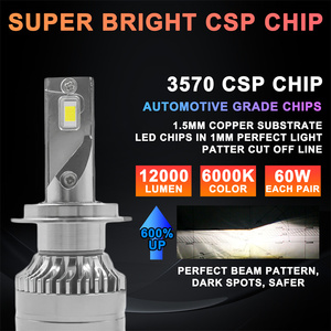 CAR-REFINE X3C 9005 60W 12V 12000LM 6000K Faros Delanteros LED para Automóvil H1/H7/H11/9006/9012/5202/PSX26/PSX24/P13W Bombilla LED para Faros Delanteros OEM - Product Image 2