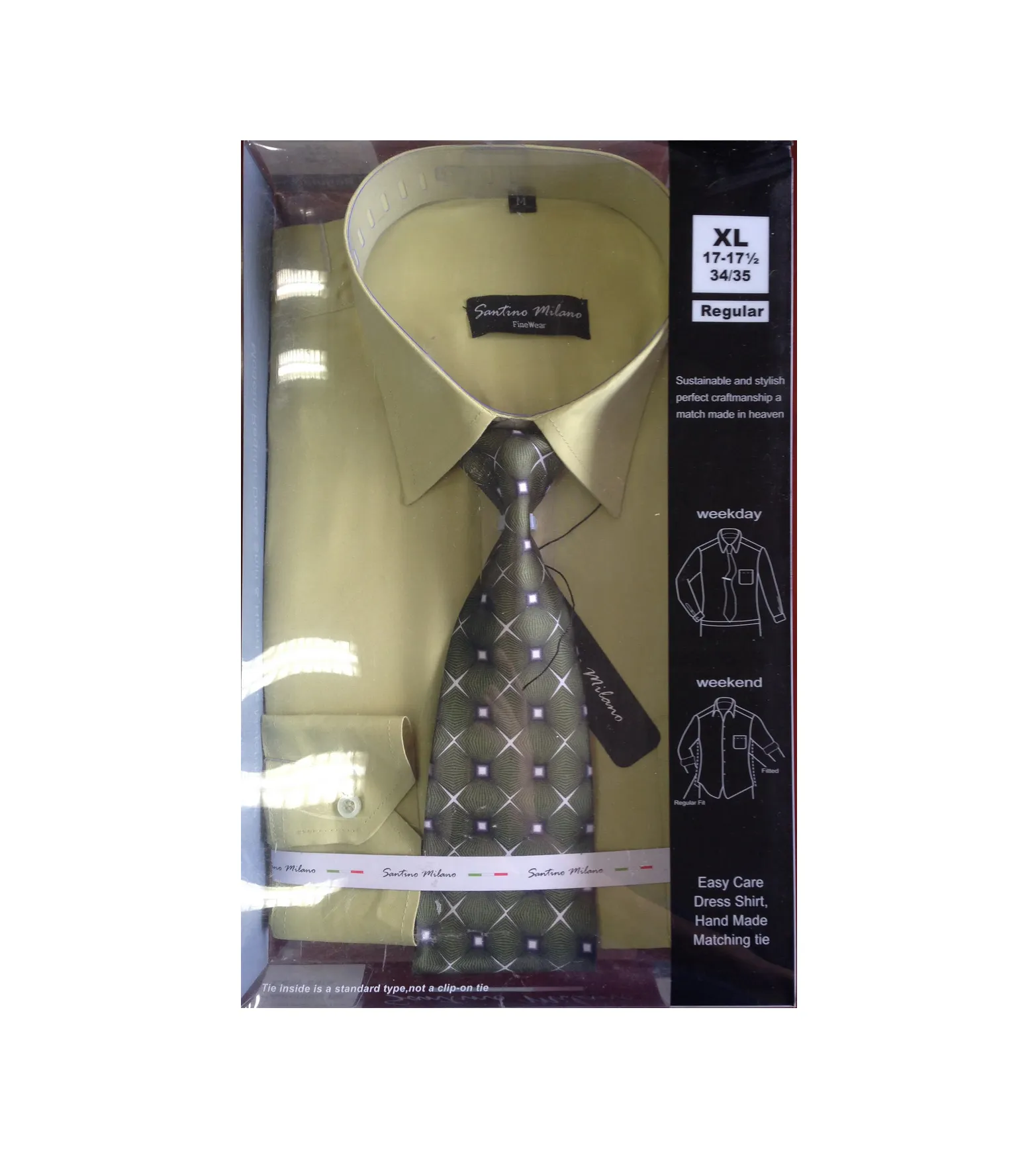 Men's dress shirt with tie gift box package plastic box packing shirt with tie