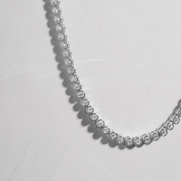 Collier Tennis Moissanite en Argent Sterling 925 Plaqué Or 18K avec Moissanite Sertie Clos de Marge 2mm 3mm