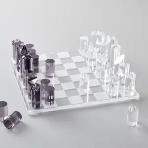 Décor personnalisé au design haut de gamme Jouets en cristal acrylique Pièces de luxe Jeu de société Jeux d'échecs