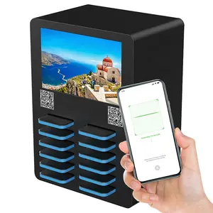 STW OEM 12 Slots Mobile Phone Charge Kiosk Power Bank Rental Station With Contactless