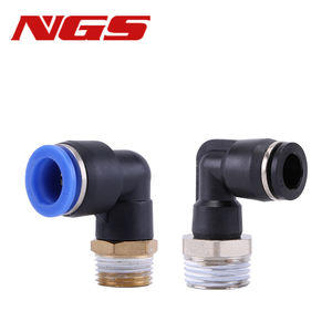 وصلات هوائية سريعة بزاوية قائمة بأنابيب 4-12 مم وسن ذكر BSPT 1/4 و1/8 و3/8 و1/2 بوصة - Product Image 1