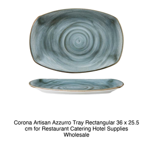 Plateau de service artisanal bleu 36 × 25,5 cm rectangulaire Corona Pa1604727906 - Product Image 2