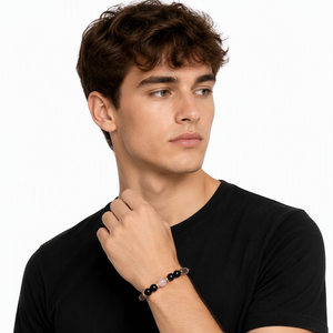 <span class=keywords><strong>Bracelet</strong></span> en quartz rose réglable avec nœud coulissant, entretoise en or noir et métal, perles brillantes en cristal rose, délicat, pour femmes - Product Image 2