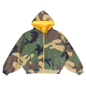 Sudadera con capucha de algodón 100% personalizada, de felpa gruesa, reversible, con cremallera, camuflaje, doble capa, estilo urbano, oversize para <span class=keywords><strong>hombre</strong></span> - Product Image 3