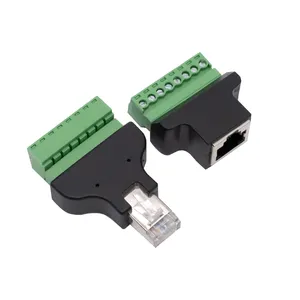 Extensor de cable Ethernet 8P8C cabeza de cristal hembra enchufe RJ45 a terminal de 8 pines terminal de red verde sin soldadura