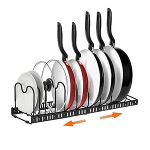 DS3549 ayarlanabilir Pot organizatör raf tencere kapağı tutucu kesme tahtaları raf genişletilebilir Pan organizatör kabine için saksı rafı - Product Image 6