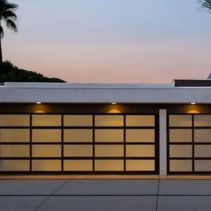 Porte <span class=keywords><strong>de</strong></span> <span class=keywords><strong>garage</strong></span> sectionnelle moderne en aluminium et verre, étanche, prête à être expédiée, <span class=keywords><strong>prix</strong></span> d'usine, belle apparence pour une utilisation en extérieur - Product Image 1
