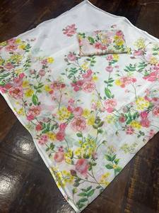 Lino Liso Boutique India Bollywood Diseñador Impreso Sari Exclusivo Lujo Última Calidad Premium Sari Calidad Premium - Product Image 2