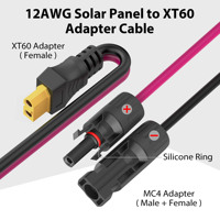 Câble de charge XT60 femelle à solaire avec câble d'extension d'alimentation de panneau solaire à fil rouge à pôle positif 12AWG