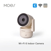 Caméra de sécurité intelligente MOES Tuya Wi-Fi 6, intérieure, 4MP HD, panoramique/inclinaison, suivi de mouvement et détection sonore, vision nocturne infrarouge