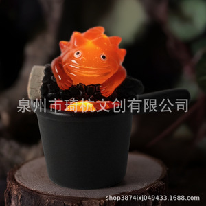 Calcifer <b>Night</b> <b>Light</b> Resin Craft Desktop Ornament <b>Led</b> Warm White <b>Light</b> Tap Control Battery Powered - Product Image 2