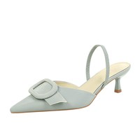 9727-AK333 Chaussures pour femmes à bout pointu en cuir artificiel, style européen et américain, tendance, avec boucle décorative, sexy