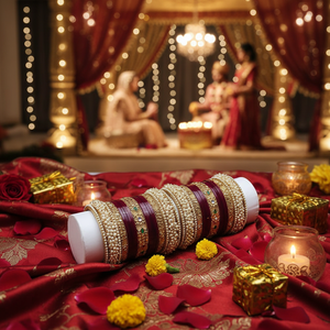 Brazaletes nupciales de piedra Kundan y acrílico de primera calidad con intrincados detalles hechos a mano, perfectos para bodas y ocasiones festivas - Product Image 3
